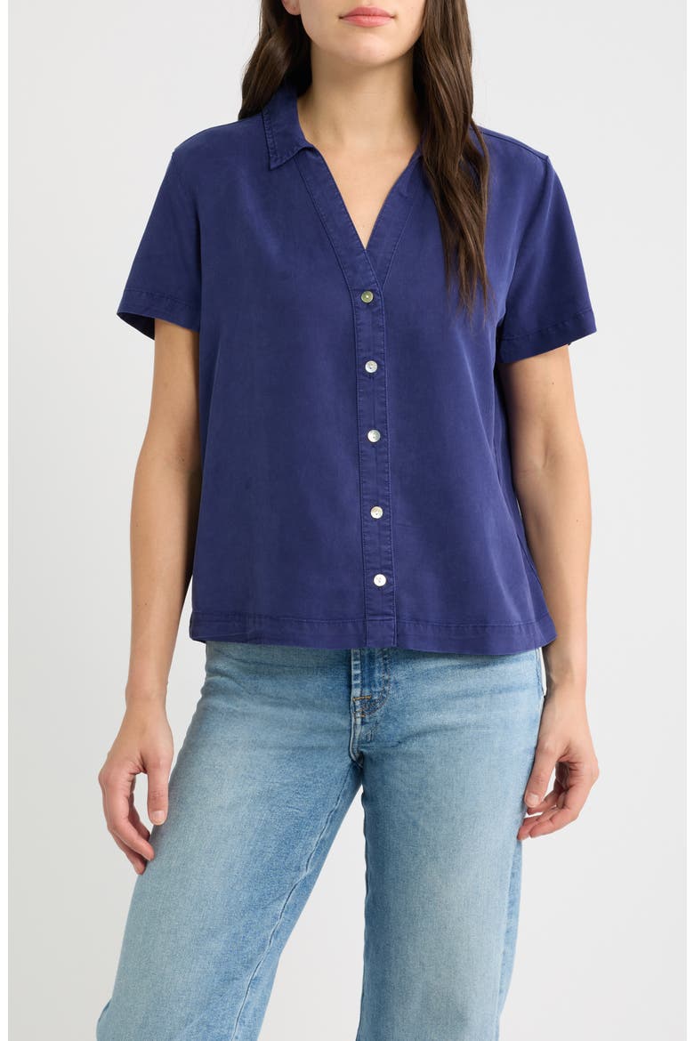 Flowy Button-Up Shirt, Main, color, NIGHTFALL BLUE