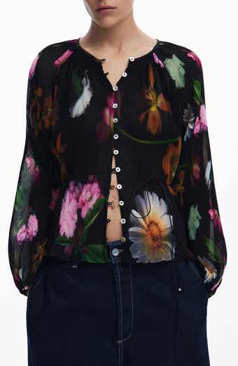 Desigual Floral Print Plissé Top