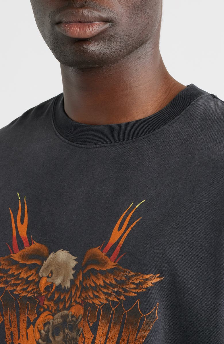 PacSun Eagle Skull Cotton Graphic T-Shirt, Alternate, color, Black