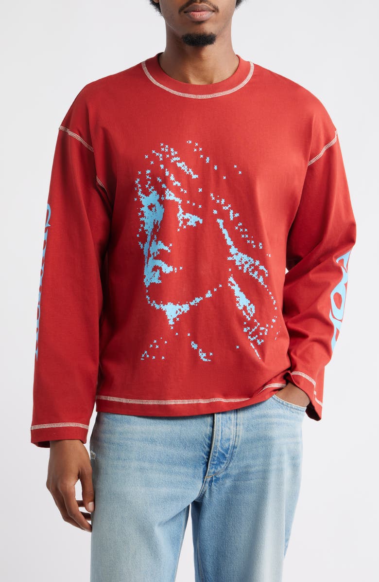 JUNGLES Always Good Long Sleeve Cotton Graphic T-Shirt, Main, color, Rust