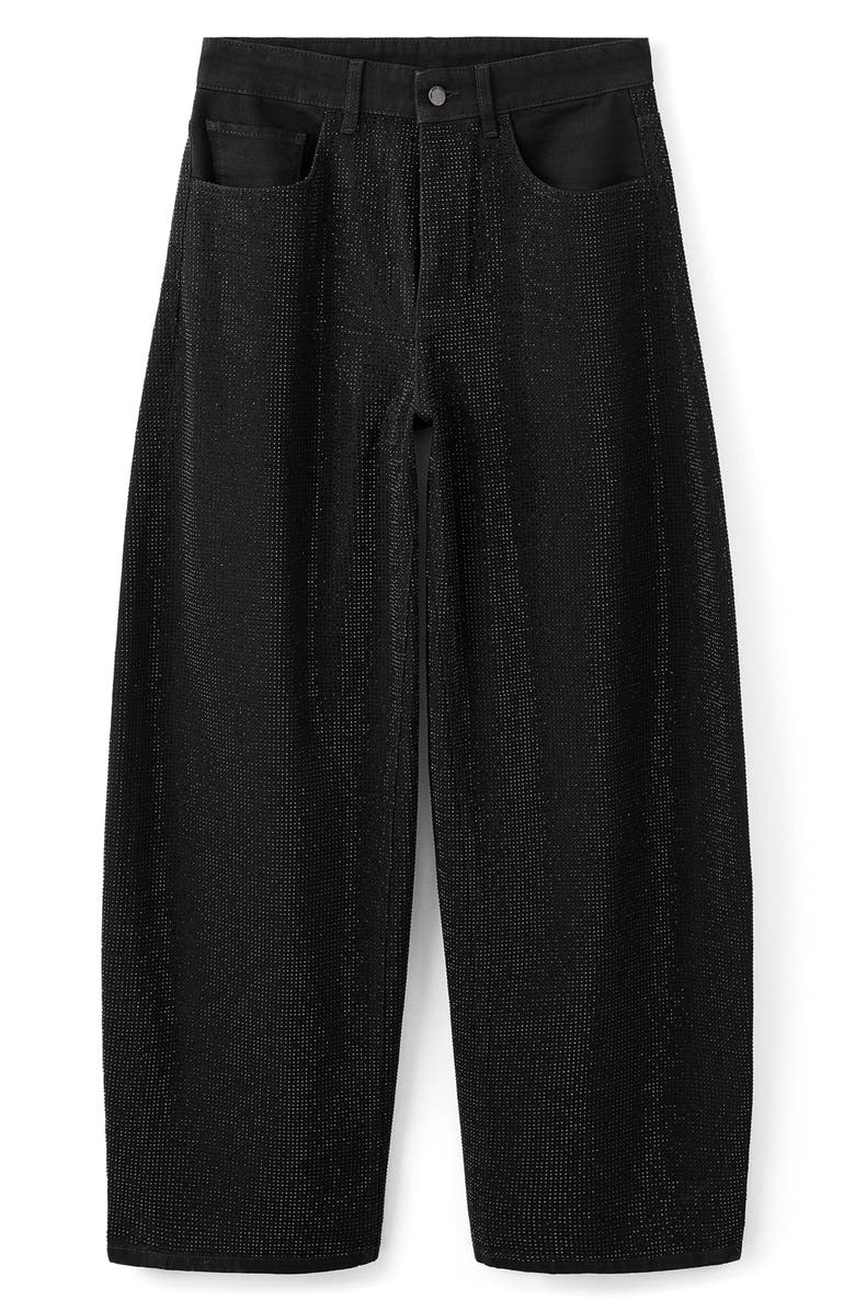 MANGO x Kaia Gerber Rhinestone Balloon Jeans, Main, color, 