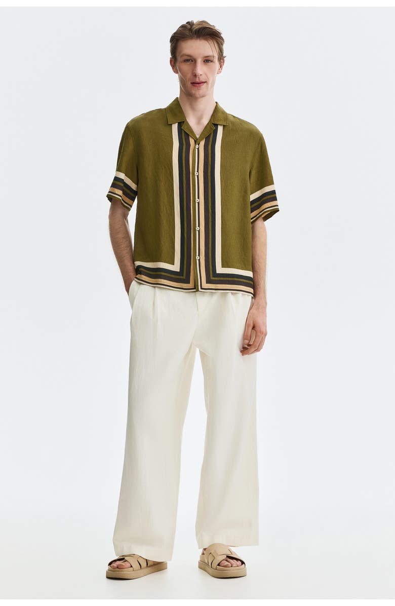 H&M Relaxed Fit Resort Shirt, Alternate, color, Dark Khaki Green