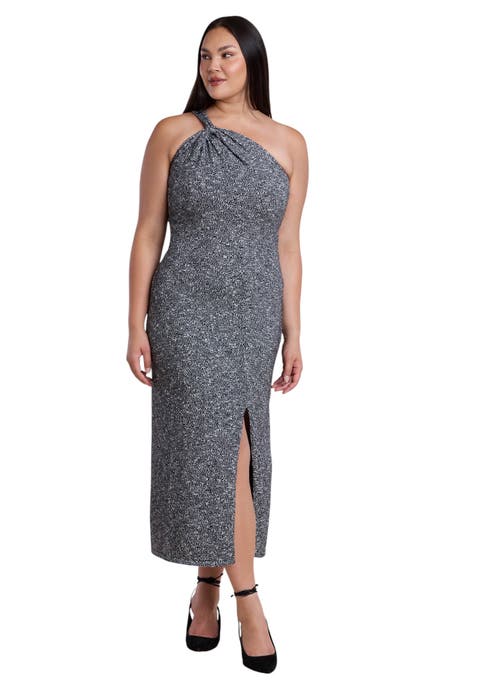 Twisted One Shoulder Sweater Maxi Dress