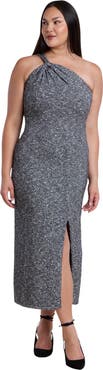 ELOQUII Twisted One Shoulder Sweater Maxi Dress