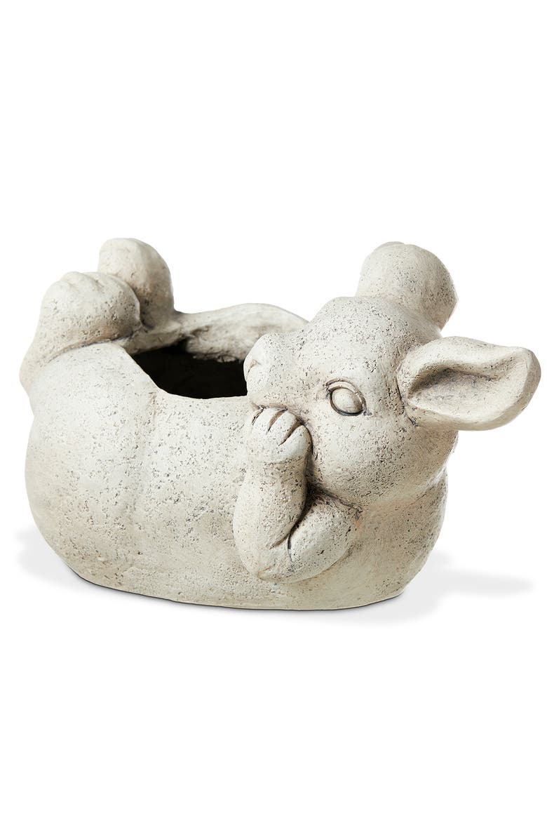 Glitzhome MGO Lying Bunny Rabbit Statue Planter Easter Decor, Alternate, color, White