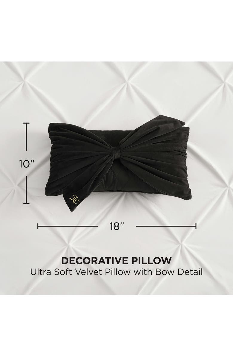 Juicy Couture Velvet Bow Accent Pillow, Alternate, color, Black