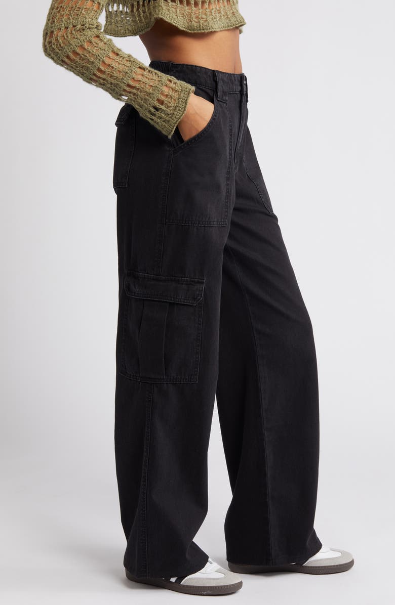 BP. Elastic Waist Wide Leg Carpenter Jeans, Alternate, color,