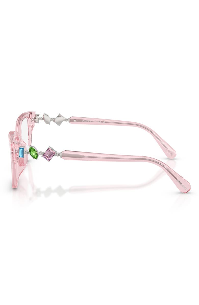 Swarovski 54mm Crystal Embellished Pillow Optical Glasses, Alternate, color, Transparent Pink / Demo Lens
