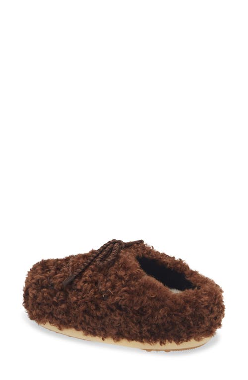 Moon Boot Dark Brown Curly Shearling Mules