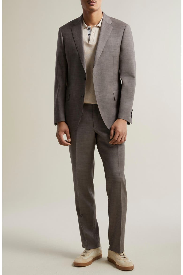 Tan Wool Sharkskin Suit, Main, color, TAN
