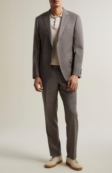 Tan Wool Sharkskin Suit
