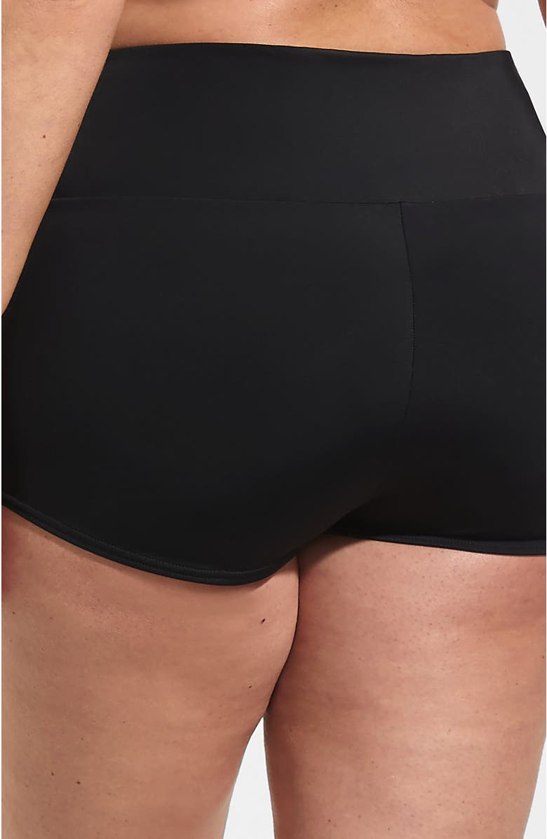 Lands' End Tugless High Waisted Swim Boy Shorts, Alternate, color, Black