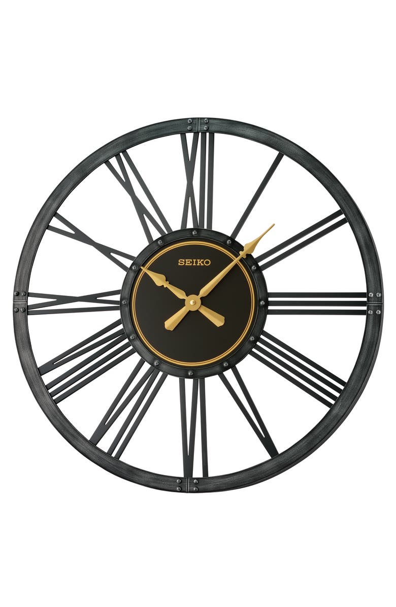 Seiko 24in. Bennet "Farmhouse Style" Wall Clock, Main, color, Black