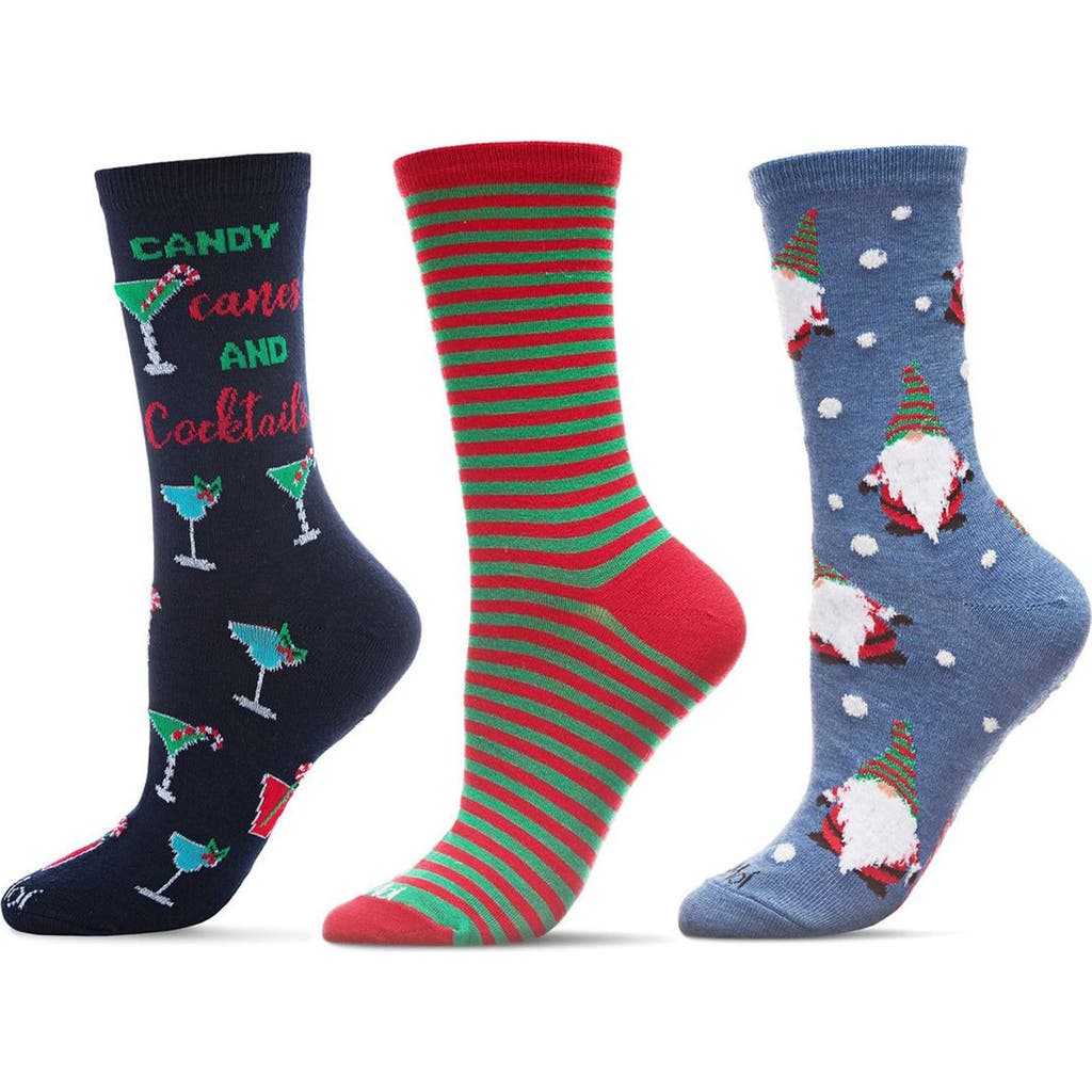 Memoi Christmas Assorted 3-pack Crew Socks In Multi
