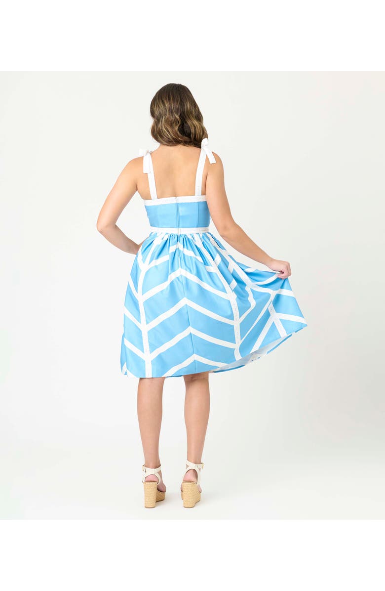 Unique Vintage Chevron Eyelet Swing Dress, Alternate, color, Blue/White