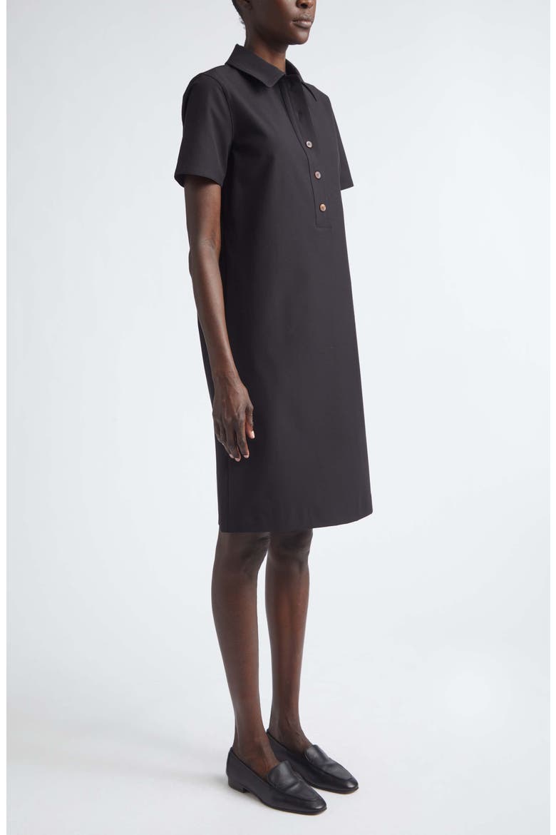 Short Sleeve Twill A-Line Polo Dress, Alternate, color, BLACK