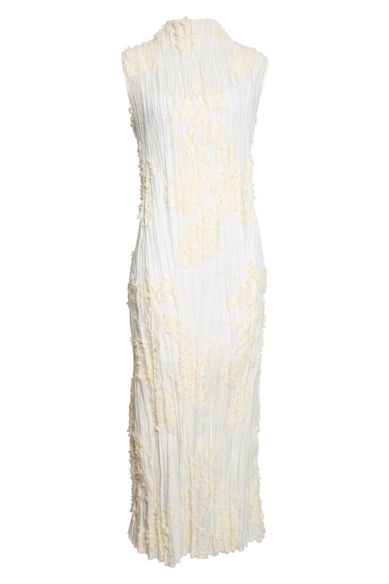 Nala Cotton & Silk Blend Eyelash Plissé Gown, Alternate, color, CREMA
