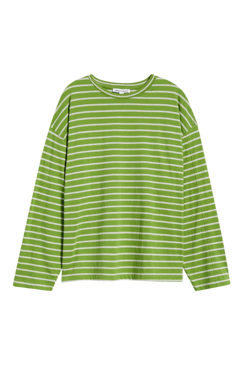 Oversize Stripe Long Sleeve T-Shirt, Main, color, GREEN