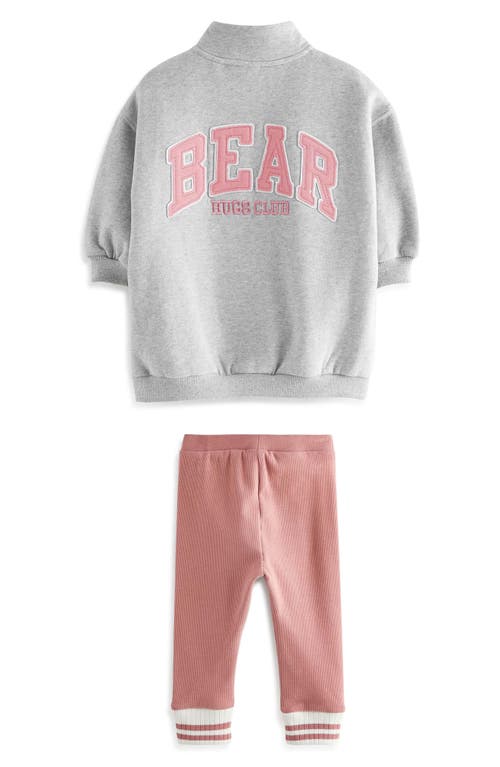 Next Kids' Half Zip Sweatshirt & Leggings Set In Grey