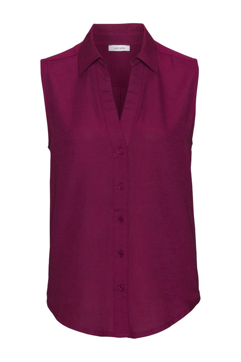 Sleeveless Button Down Blouse, Alternate, color, Plum