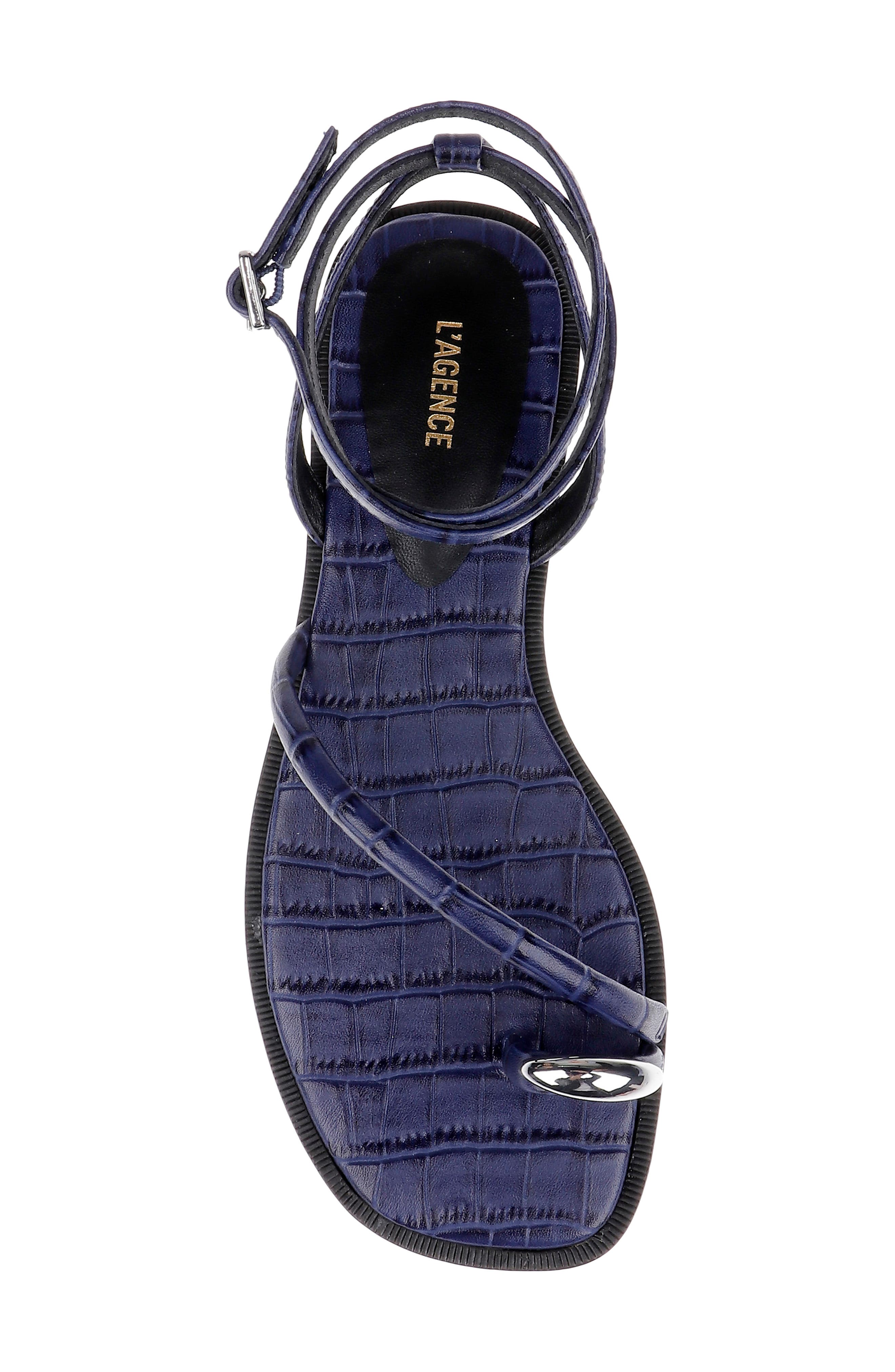 L
AGENCE Mariana Ankle Strap Sandal, Alternate, color, Midnight Croco Embossed