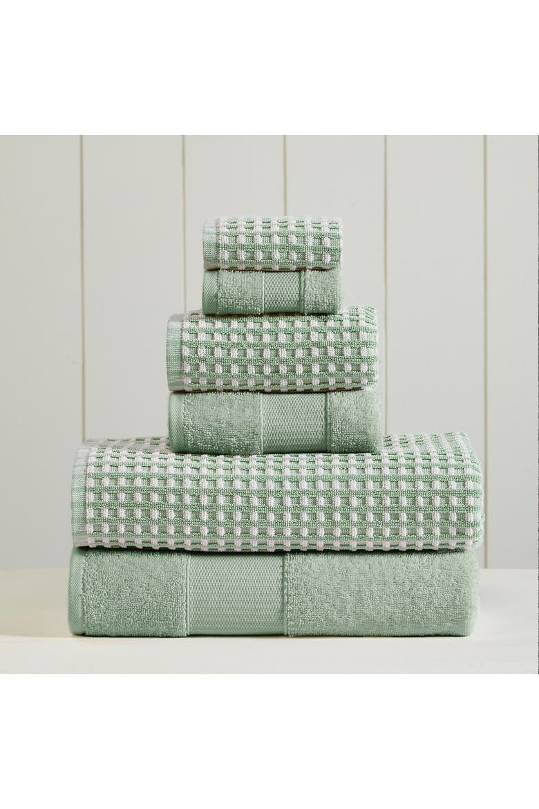 Luxury Spa Cobblestone Quick Dry 6-Piece Towel Set - White, Main, color, GREEN