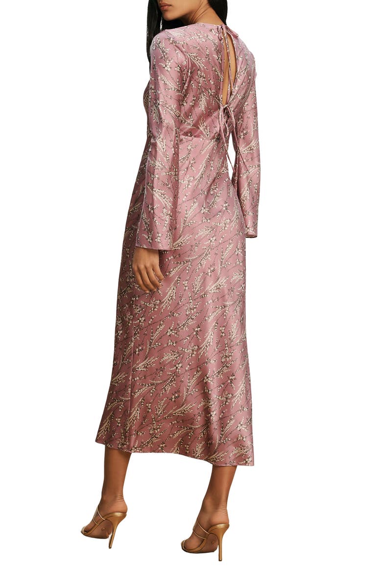 Gemma Floral Long Sleeve Silk Blend Dress, Alternate, color, ORCHID HAZE MULTI