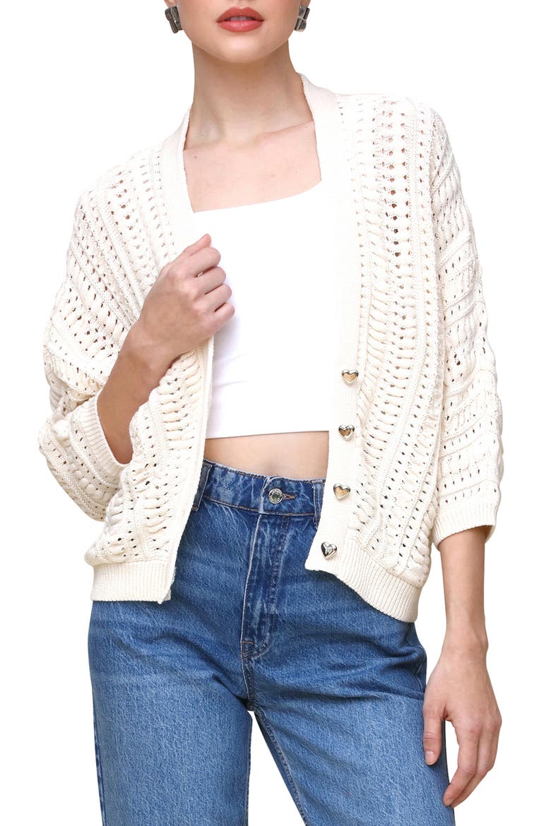 Dolman Sleeve Cotton Cardigan, Alternate, color, CREAM