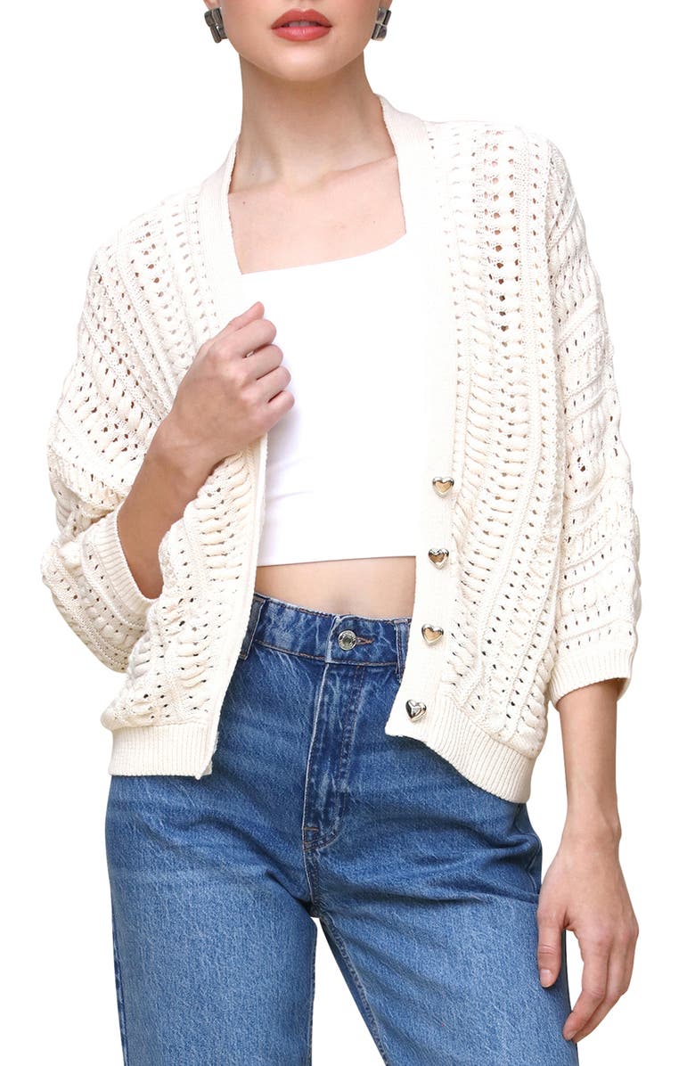 Avec Les Filles Dolman Sleeve Cotton Cardigan, Alternate, color, Cream