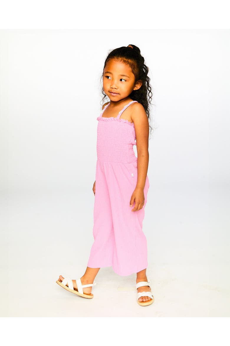 Crinkle Jersey Smocking Sleeveless Jumpsuit, Alternate, color, Pink
