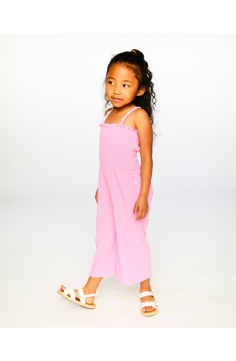 Deux par Deux Crinkle Jersey Smocking Sleeveless Jumpsuit, Alternate, color, Pink