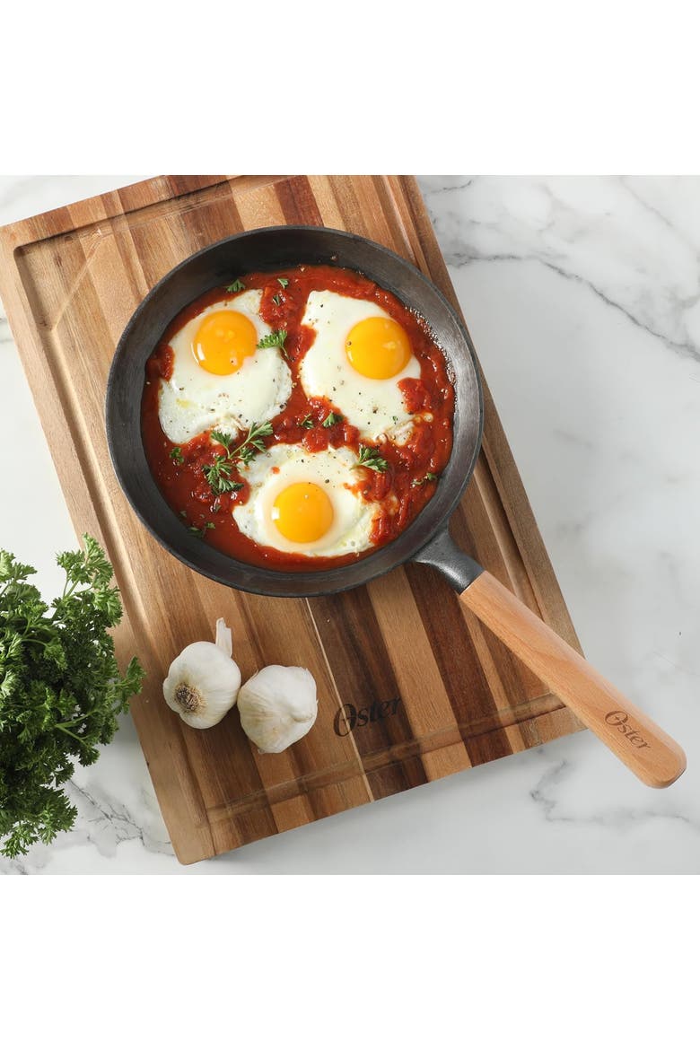 9.5 Inch Round Cast Iron Skillet with Wood Handle, Alternate, color, Black