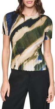 DKNY Print Mixed Rib Sweater