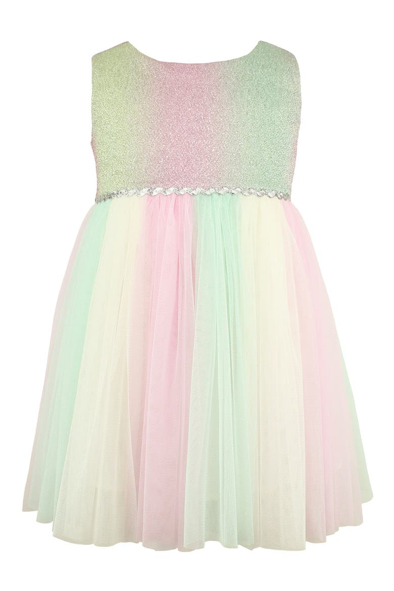 Kids' Rainbow Shimmer Fit & Flare Dress, Main, color, RAINBOW