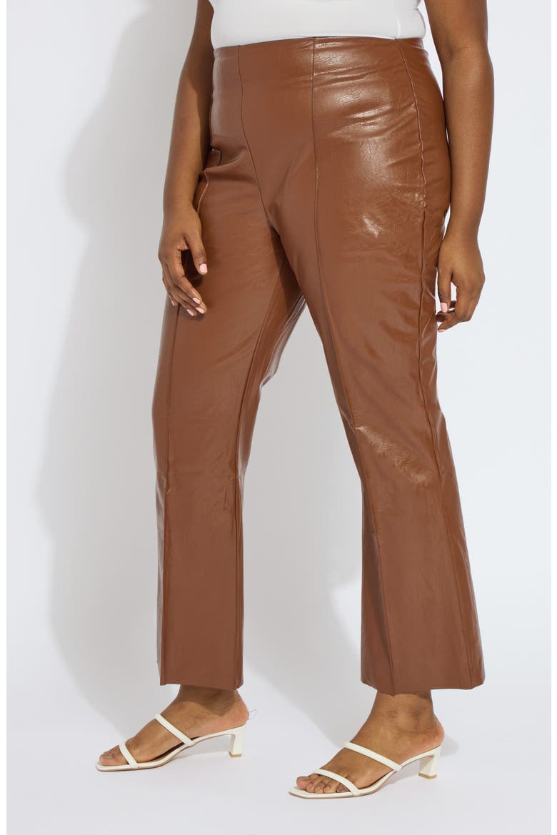 'Lyssentials Elysse Faux Leather Ankle Bootcut Pants, Alternate, color, WHISKEY