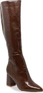 CHASE AND CHLOE Croc Embossed Knee High Boot