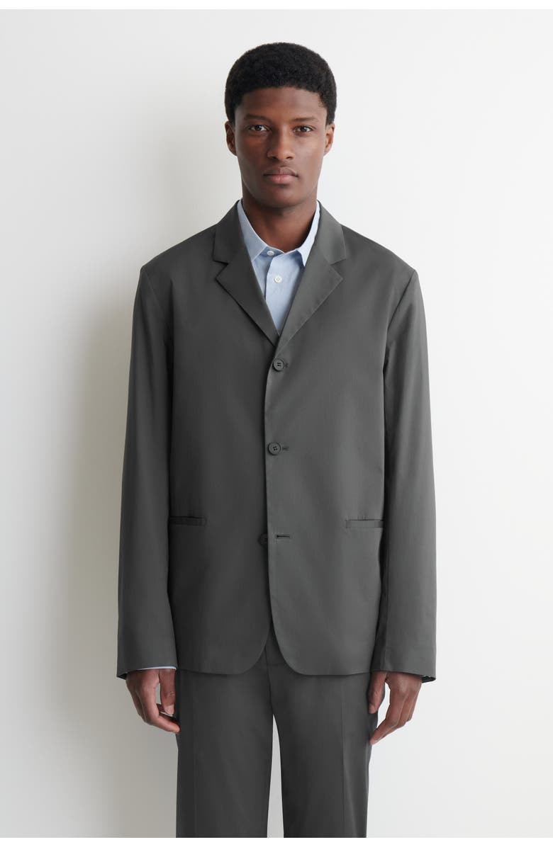 COS Unstructured Slim Cotton Blazer, Alternate, color, Dark Gray