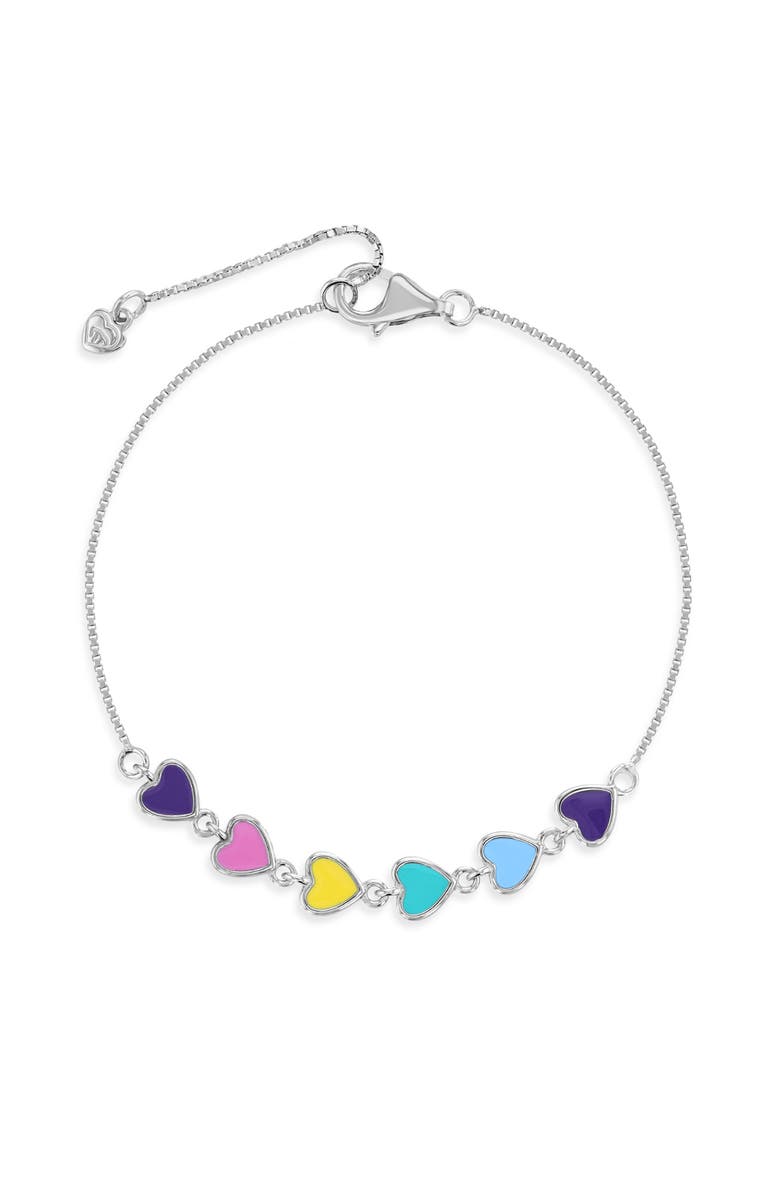 In Season Jewelry Rainbow Enamel Heart Girls Bracelet, Main, color, Multi-Color
