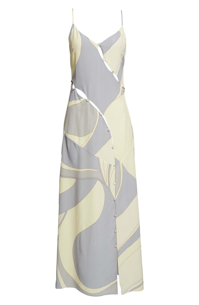 SIR Adrianna Keyhole Cutout Silk Maxi Slipdress, Alternate, color, Cesco Print