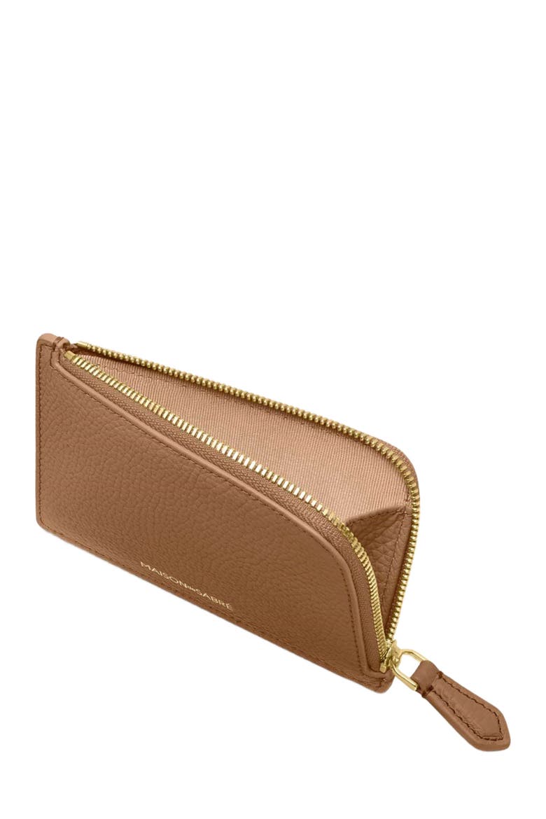 Leather Zip Card Holder, Alternate, color, Sandstone Brown