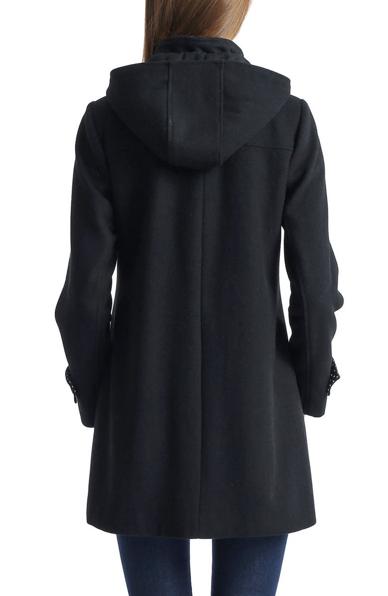 Kimi & Kai Paisley Maternity Duffle Toggle Wool Coat, Alternate, color, Black