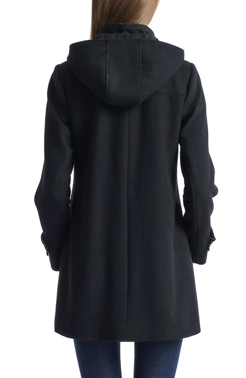Kimi & Kai Paisley Maternity Duffle Toggle Wool Coat In Black