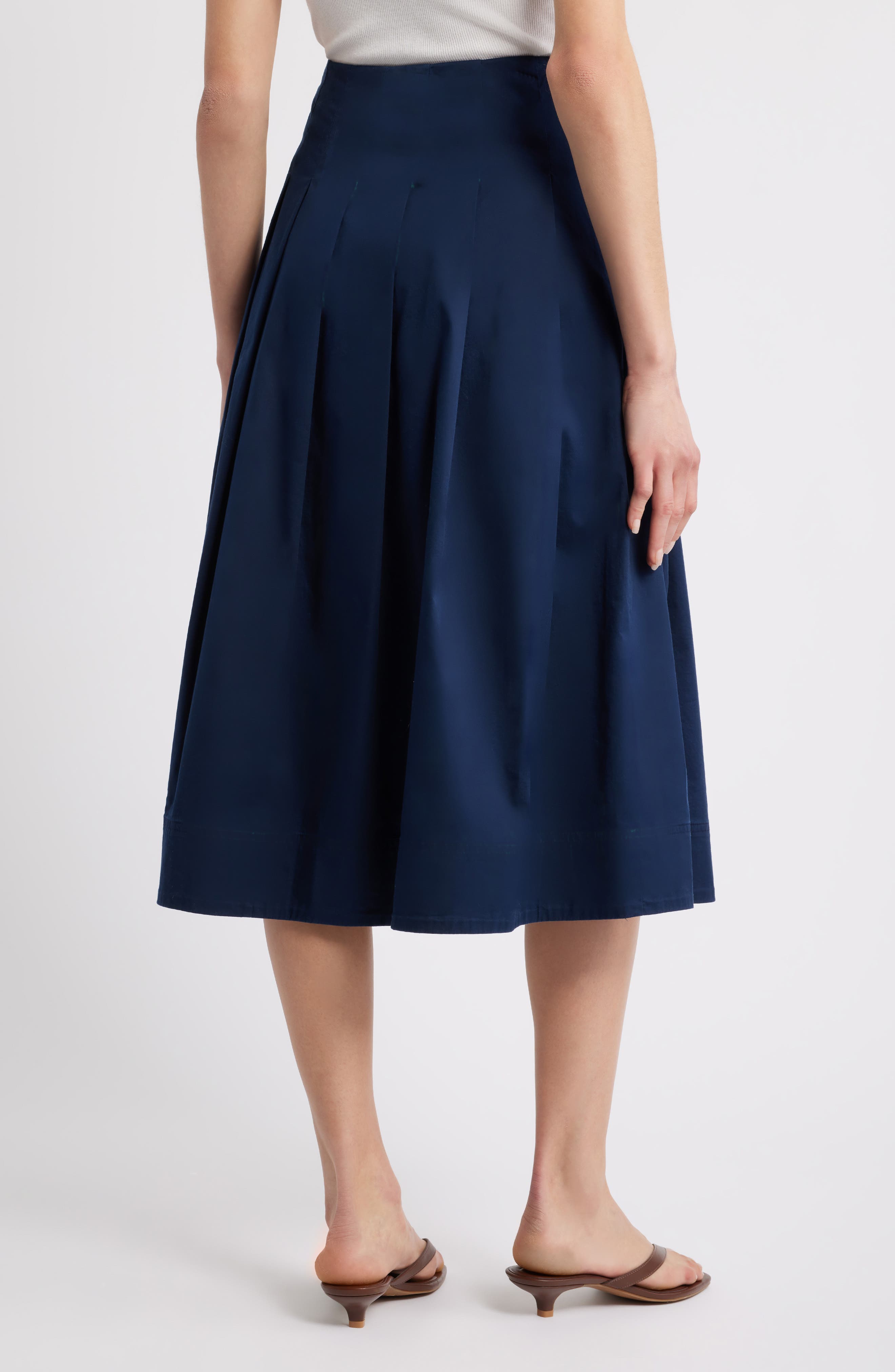 Stretch Cotton Poplin Midi Skirt - image 4