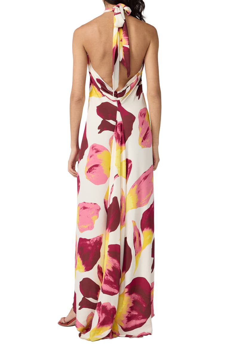 Tamsin Halter Maxi Dress, Alternate, color, ISLAND ORCHID BIG WHITE