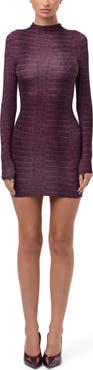 Naked Wardrobe Print Long Sleeve Body-Con Minidress