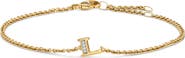 David Yurman Petite Pavé Initial Chain Bracelet in 18K Yellow Gold with Diamonds