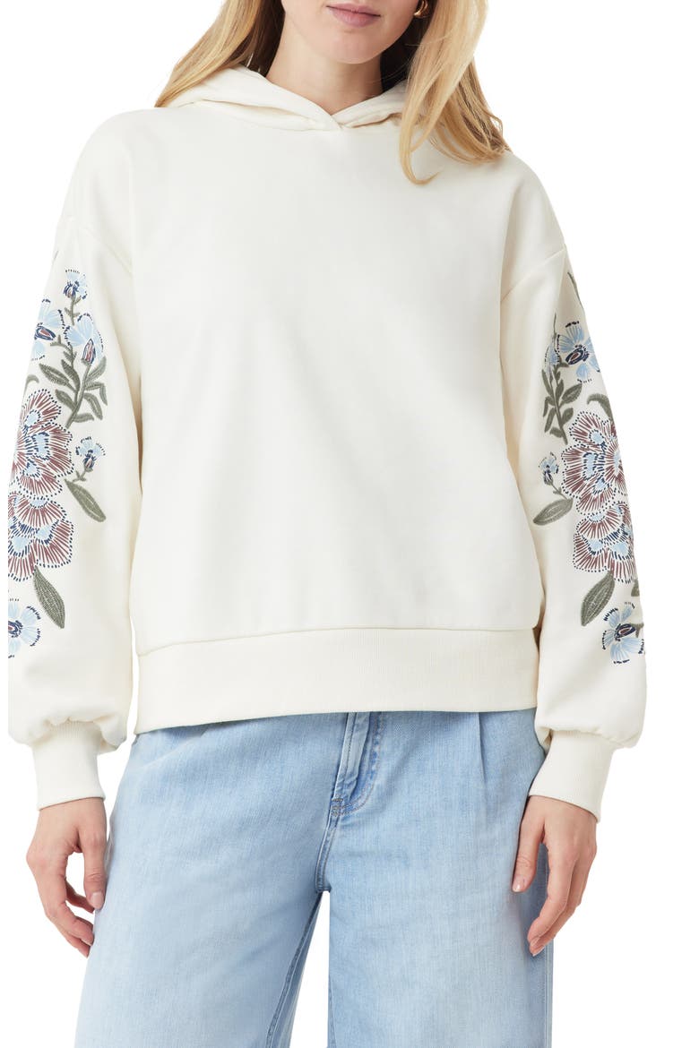 Embroidered Hooded Sweatshirt, Main, color, WHITE CAP GREY