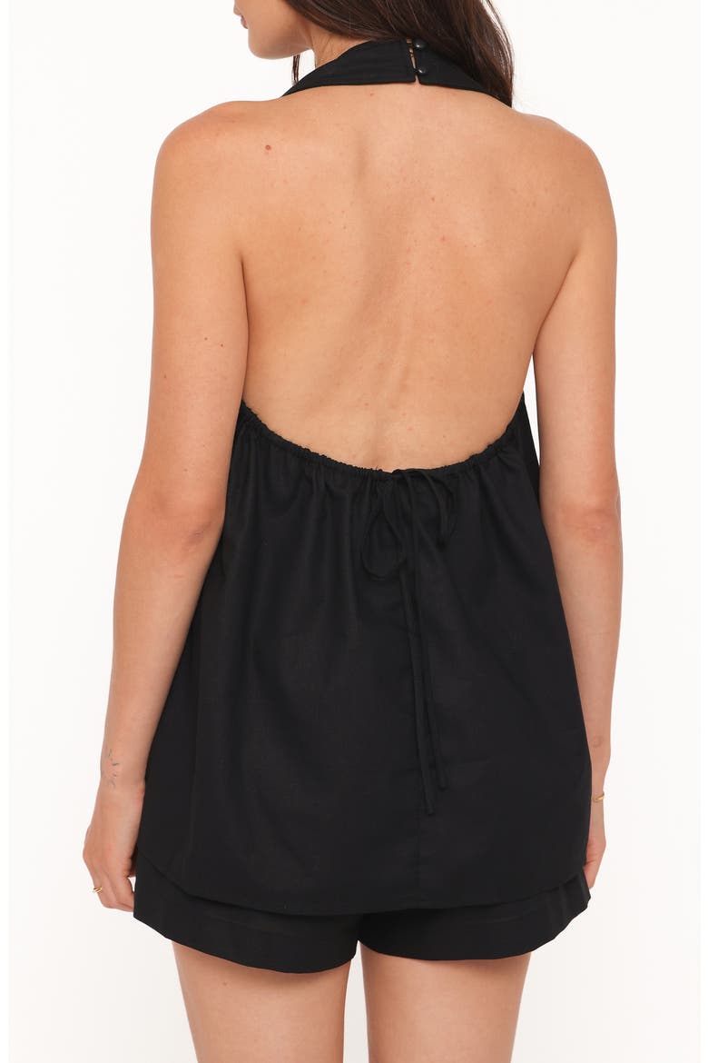 Lysandra Cotton & Linen Halter Top & Shorts Set, Alternate, color, BLACK