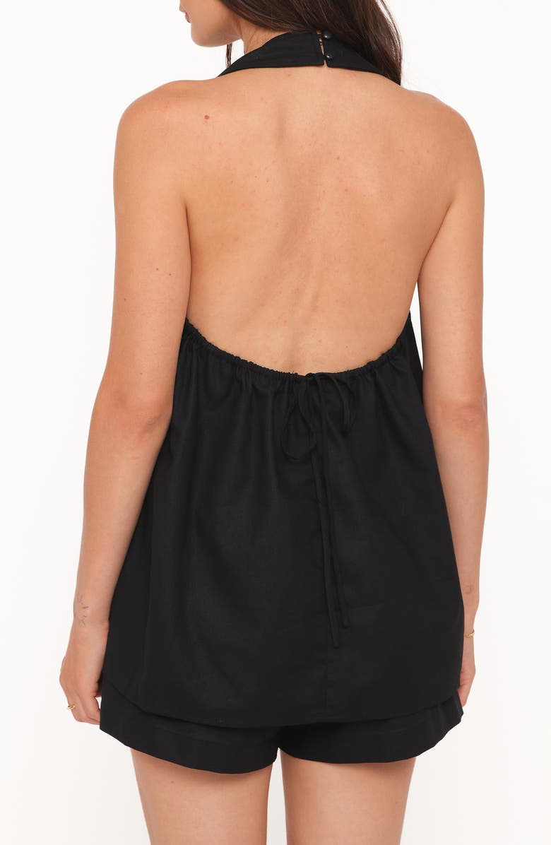 Petal & Pup Lysandra Cotton & Linen Halter Top & Shorts Set, Alternate, color, Black