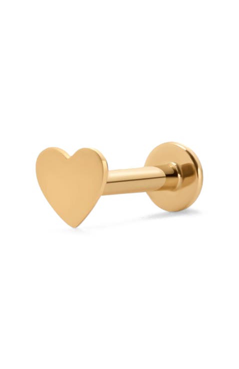 14k Heart Stud Earring (Flat Back)
